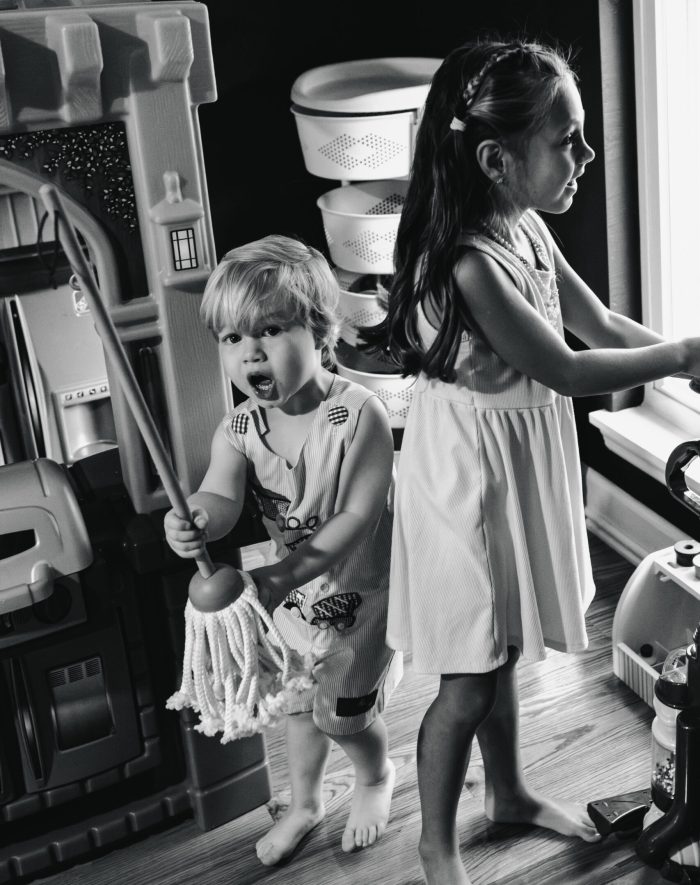 Brother and sister playing
